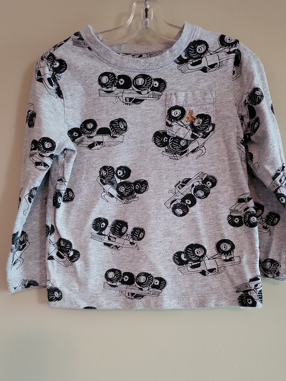Baby Gap grey monster truck long sleeve tee shirt